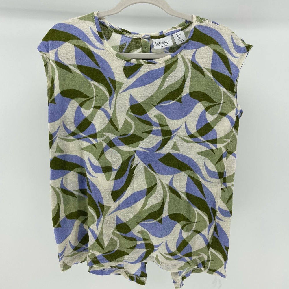 Nicole Miller 100% Linen Top, Button-Down Back, Women's Medium